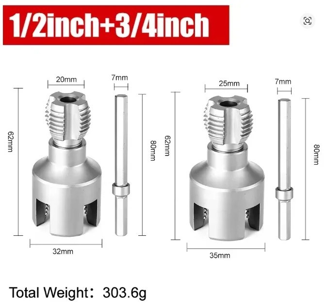 2PCS Pipe Threading Tool Set Internal External Thread Cutter for 20mm 25mm PVC