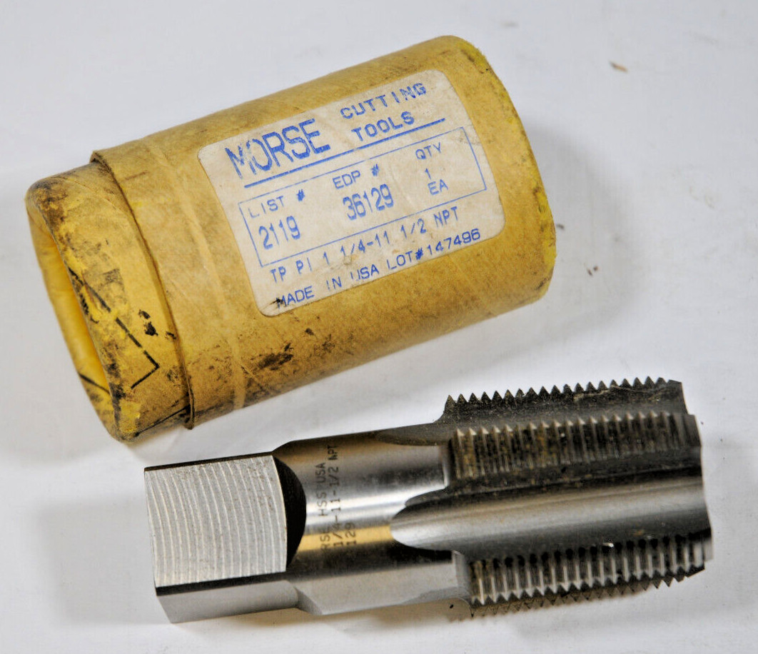 MORSE 1 1/4-11 1/2NPT Taper Pipe Cutting Tools Tap, 36129, USA Made
