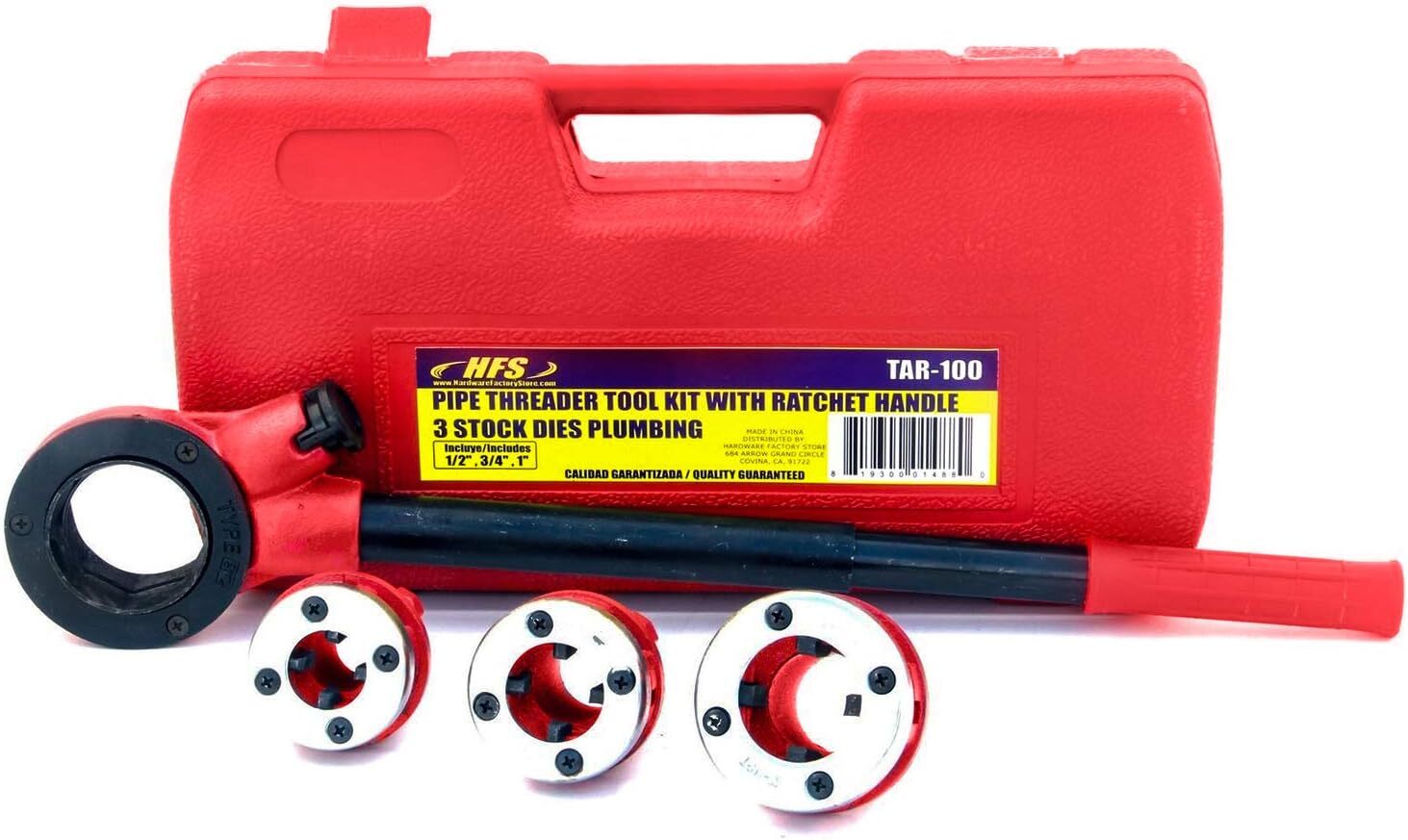 HFS(R) 3 Dies Ratchet Pipe Threader Kit – Ratcheting Pipe Threading Tool Set