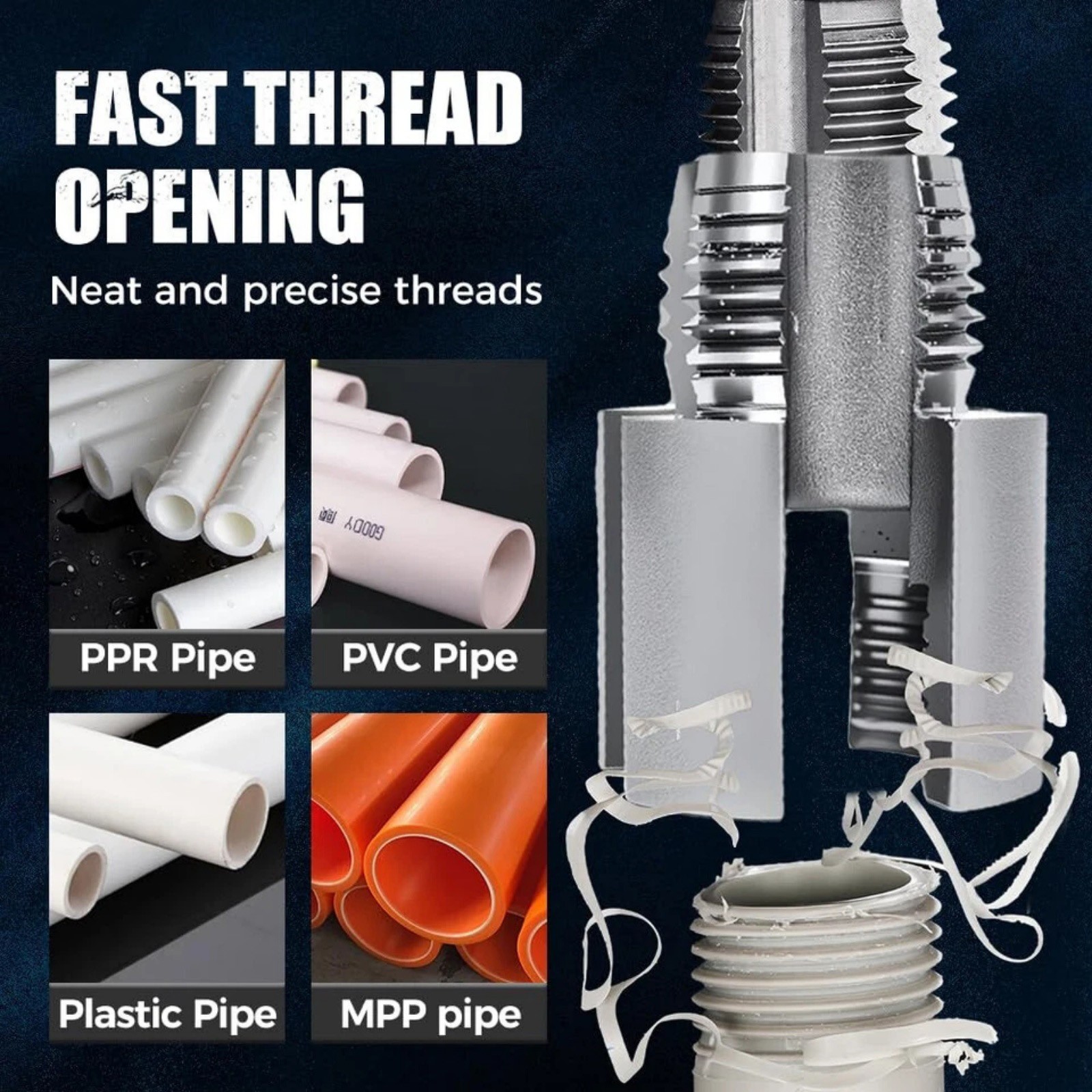 1× Integrated Internal and External Pipe Threading Repair Part Tool Set 1/2 inch