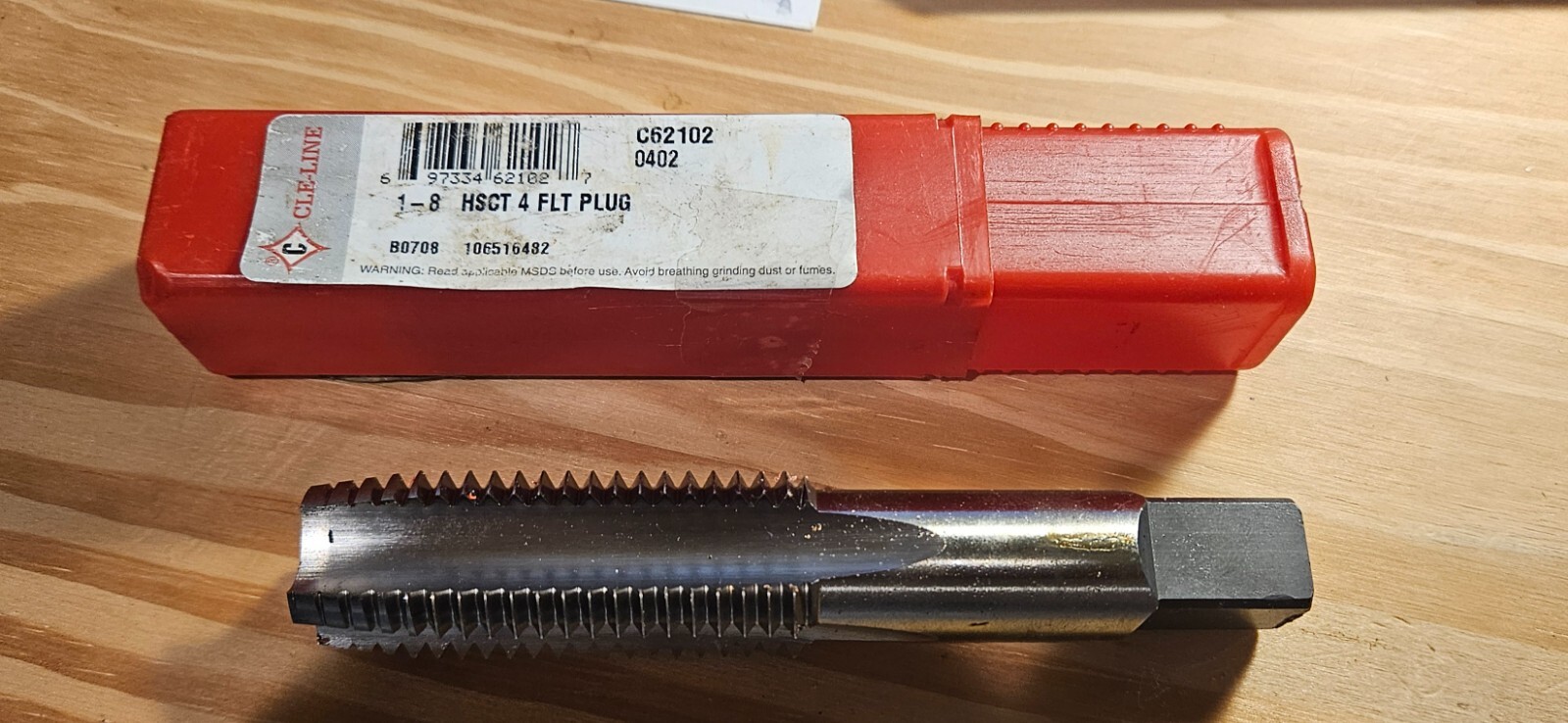Cle-Line 7/8 Tap and Die Straight Flute Tap: 1-8 UNC, 4 Flutes, Plug, 3B