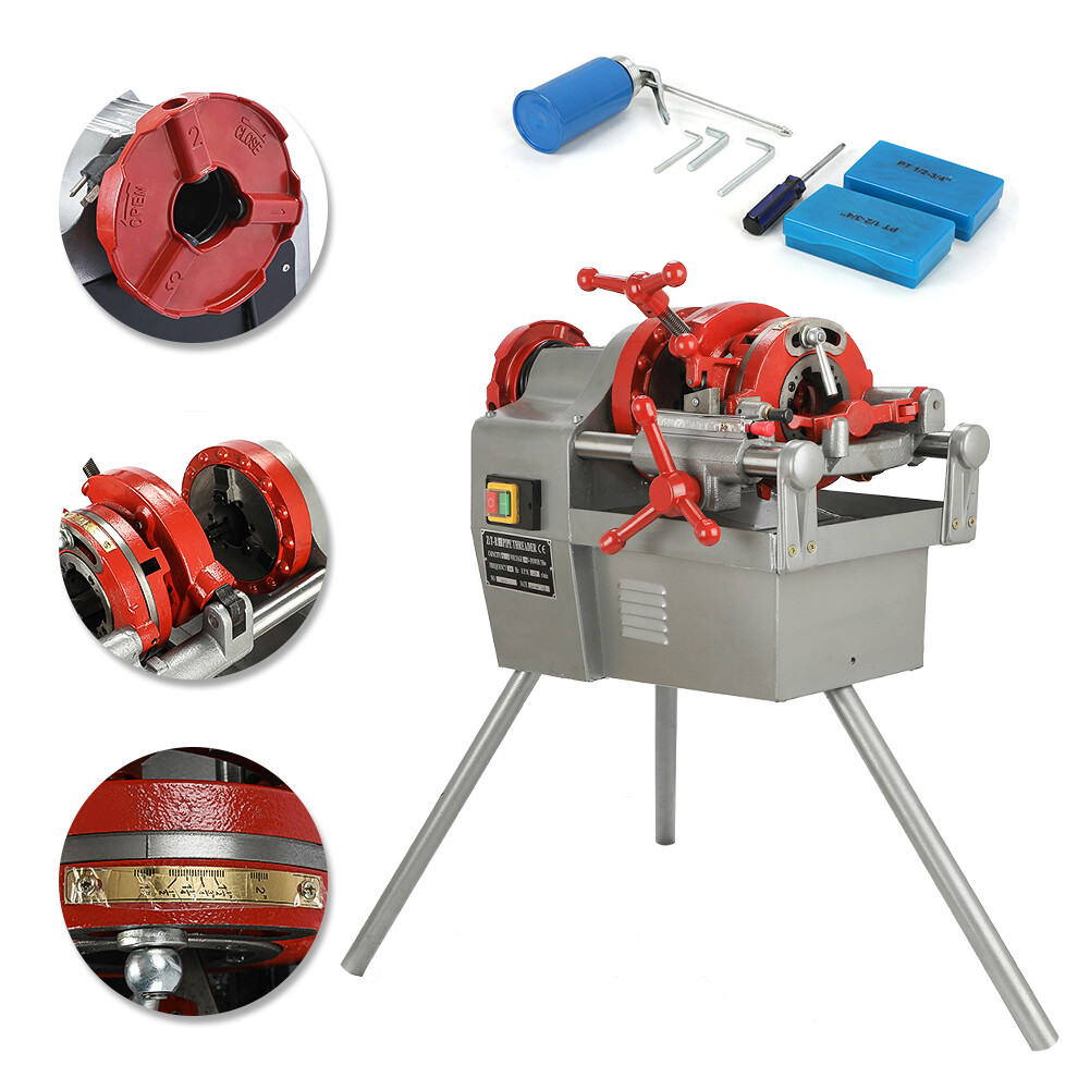 Electric NPT Threading Cutter Pipe Threader Machine 1/2″-2″ Deburrer Automatic