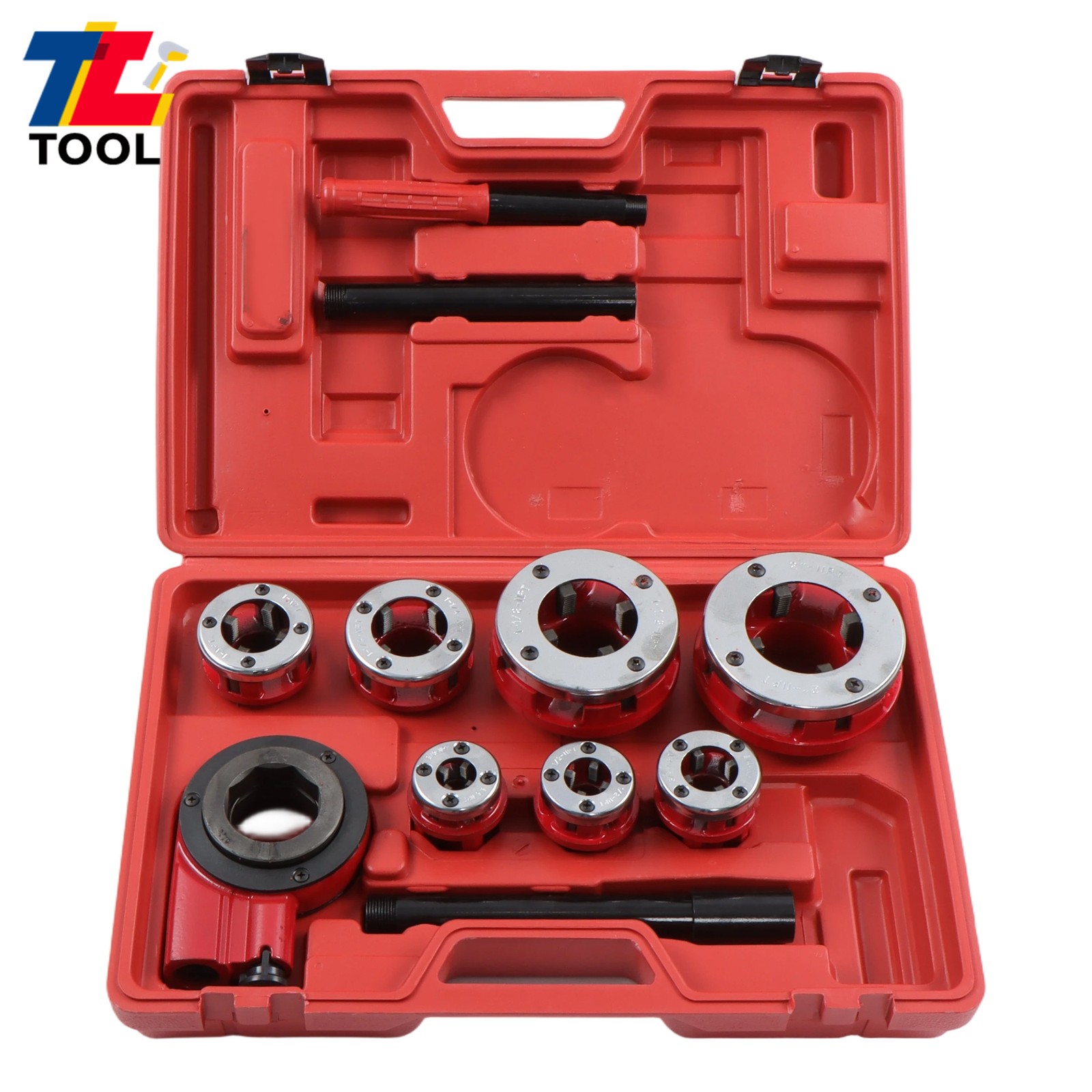 7 Size W/ Handle Pipe Threader Threading BSPT Pipe Threader 3/8″ To 2″ Dies Set