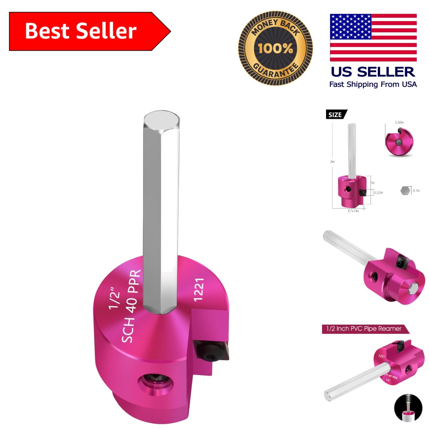 Professional-Grade 1/2-Inch PVC Pipe Reamer with Durable Aluminum Construction