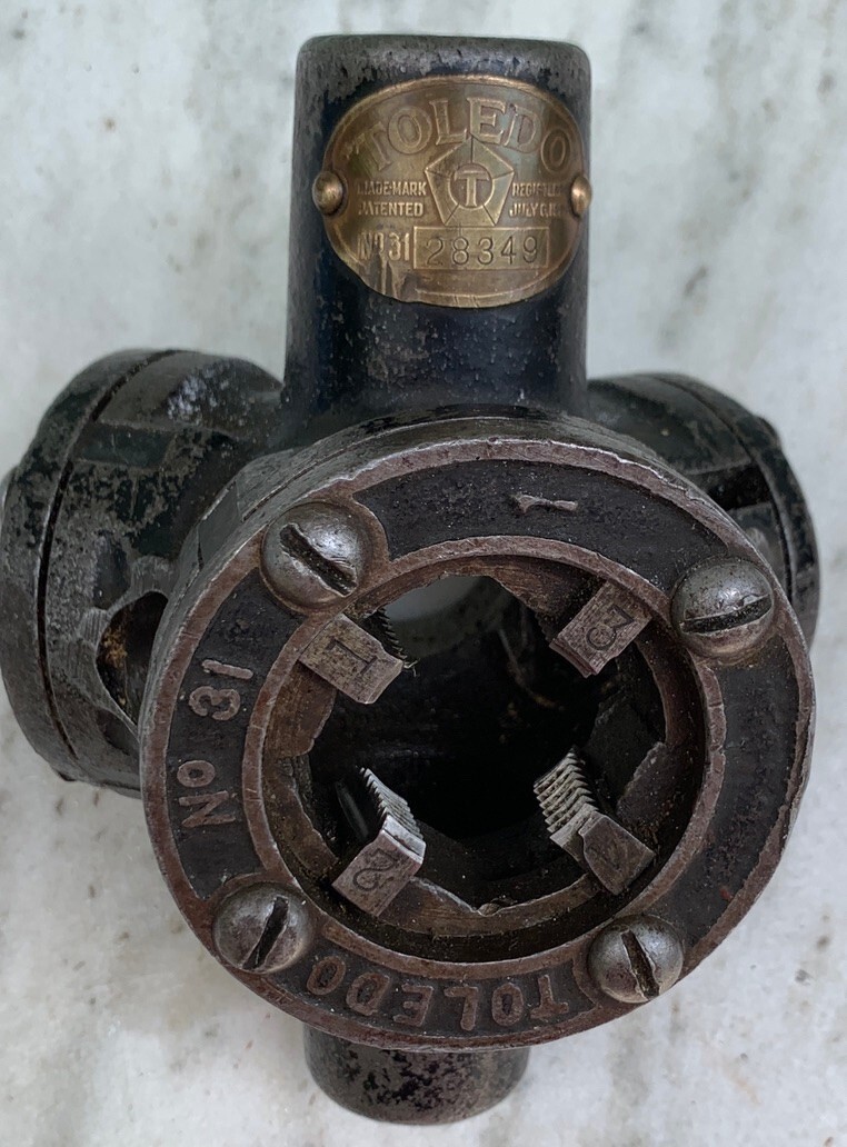 Vintage Toledo Ridgid No. 31 3-way Pipe Threader 1″, 3/4″, & 1/2″ Die Head Only
