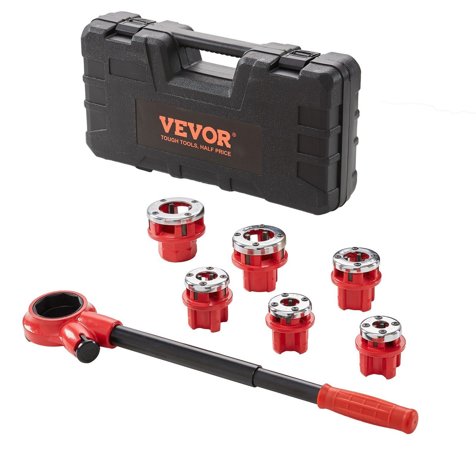 1/4″-1-1/4″ NPT 6PC ratcheting pipe threader dies kit with storage case