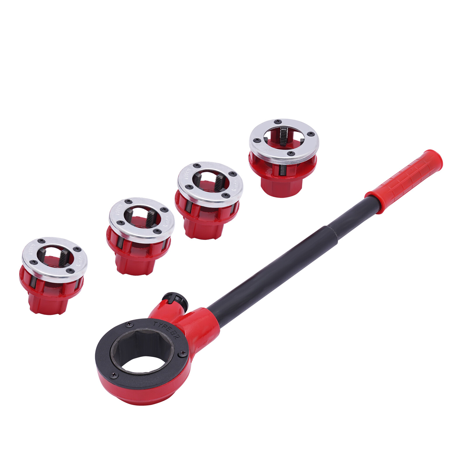Manual Ratchet Pipe Threading Threader Die Head Handle Set 1/2” to 1-1/4” BSPT