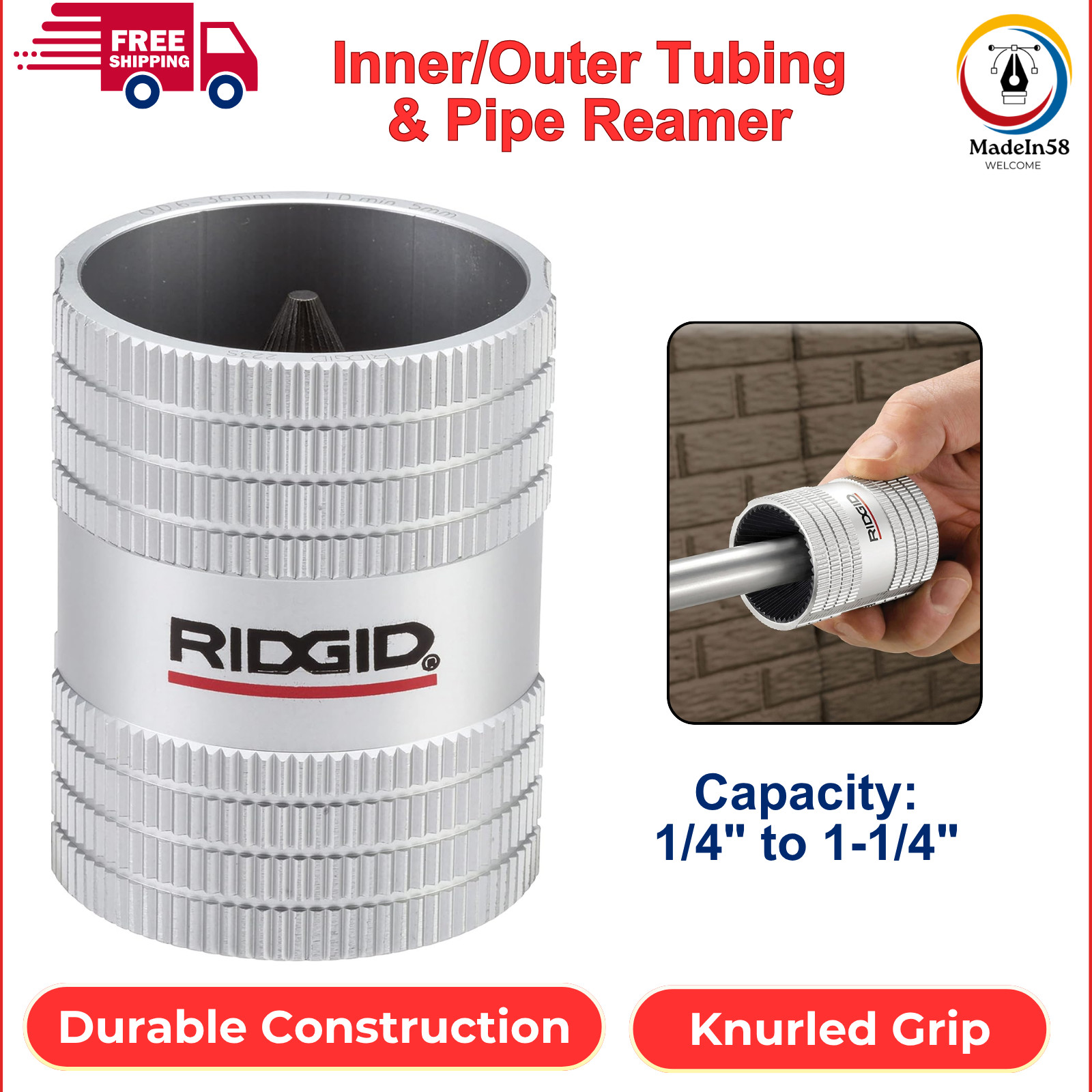 RIDGID 29983 Model 223S Inner/Outer Tubing And Pipe Reamer For 1/4″ to 1-1/4″