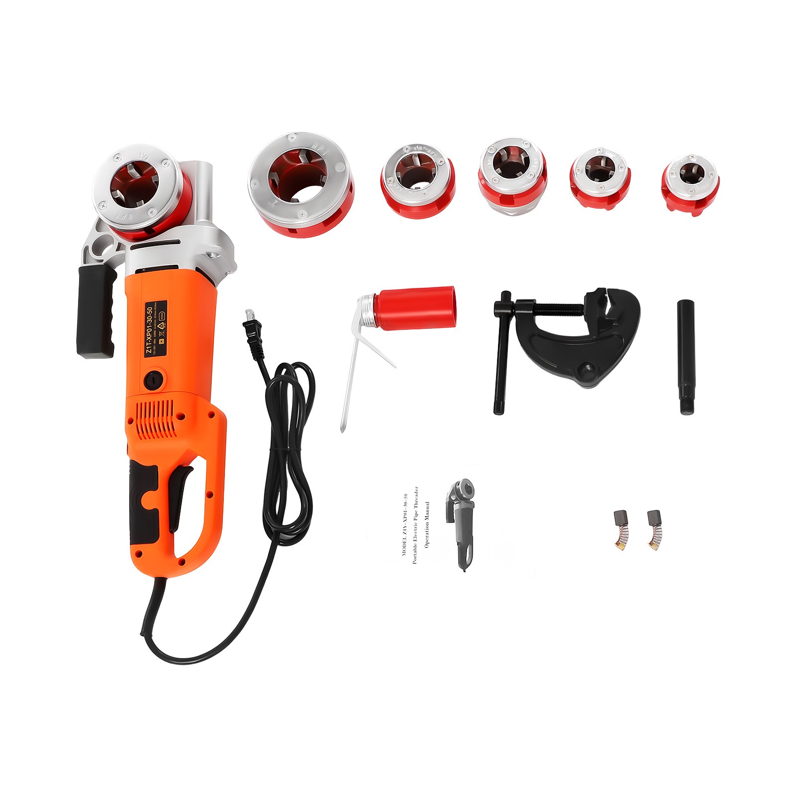 Electric Pipe Threader Kit Portable Pipe Threading Tool Set with 6 Dies 1/2-2″