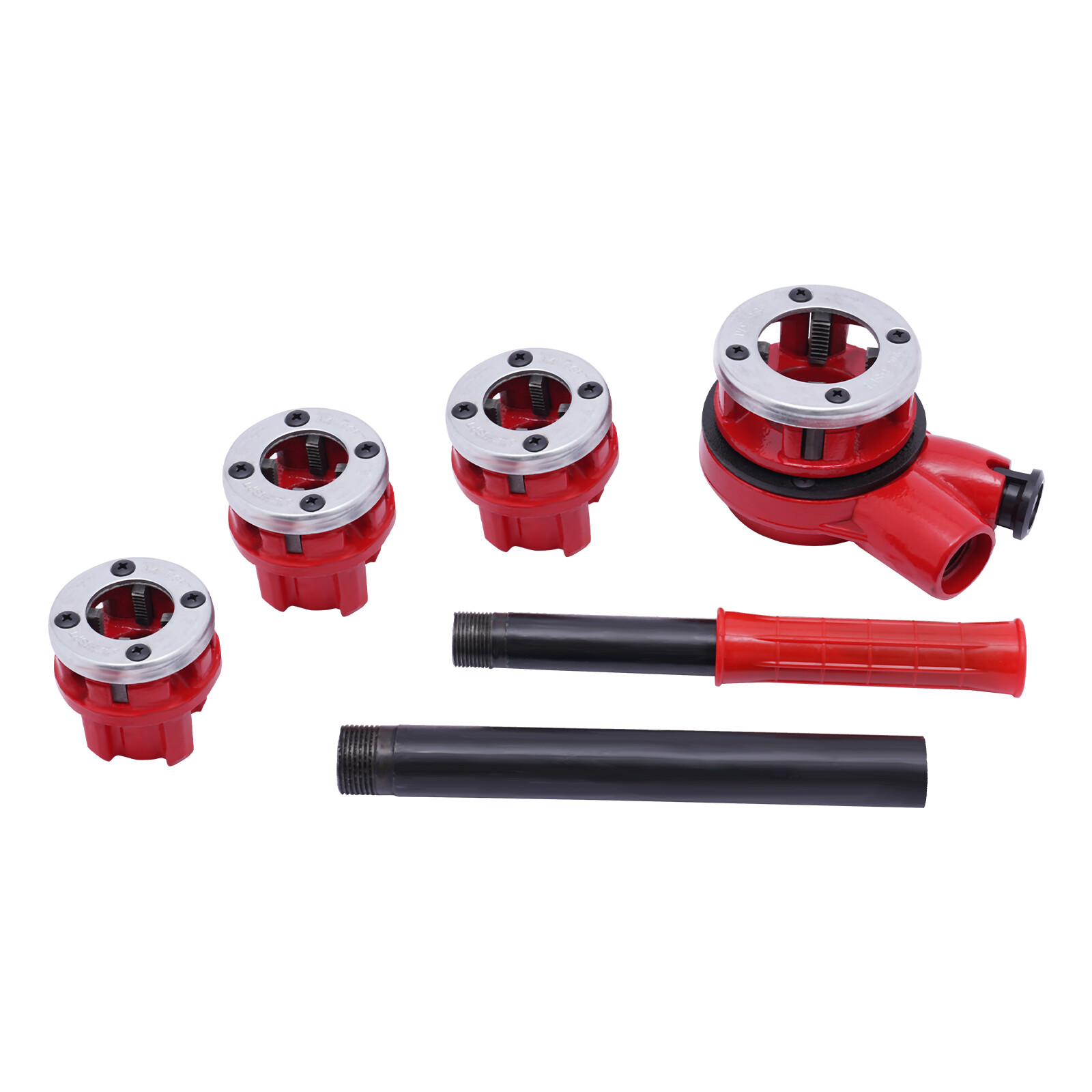 Manual Ratchet Pipe Threading Threader Die Head Handle Set 1/2” to 1-1/4” BSPT