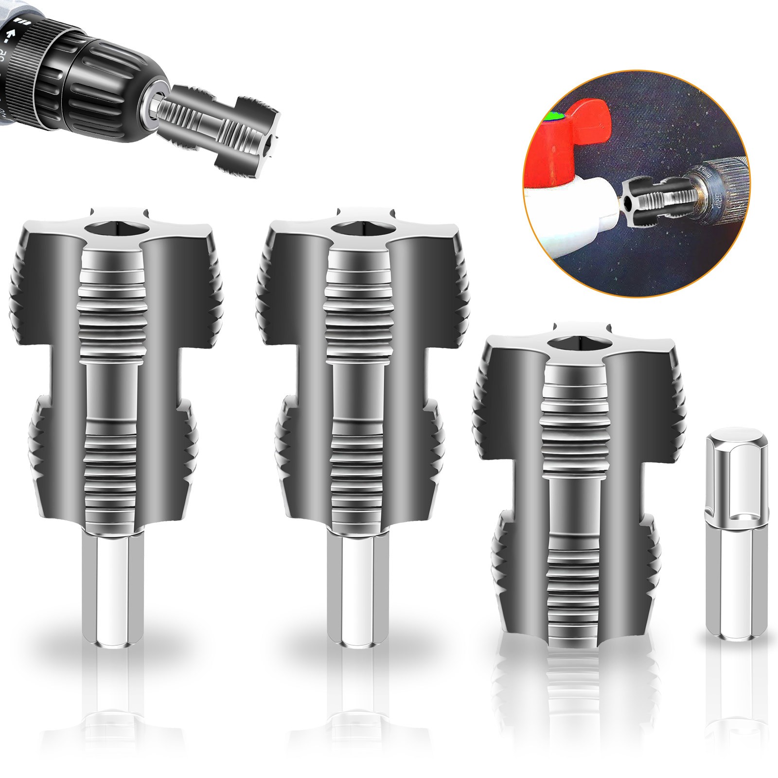 3PCS Faucet Internal Thread Repair Tool Set for 4/6 Point Water Pipes Plumbing