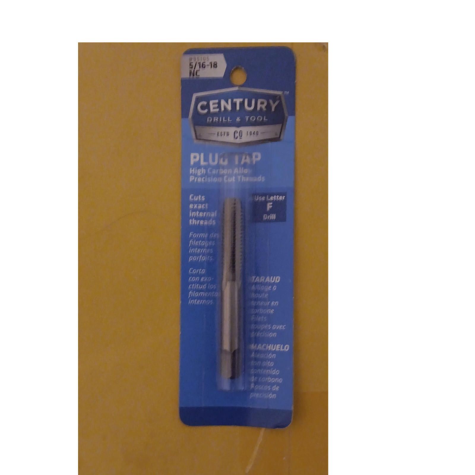 CENTURY 95105 Plug Tap High Carbon Alloy 5/16-18 NC Drill & Tool