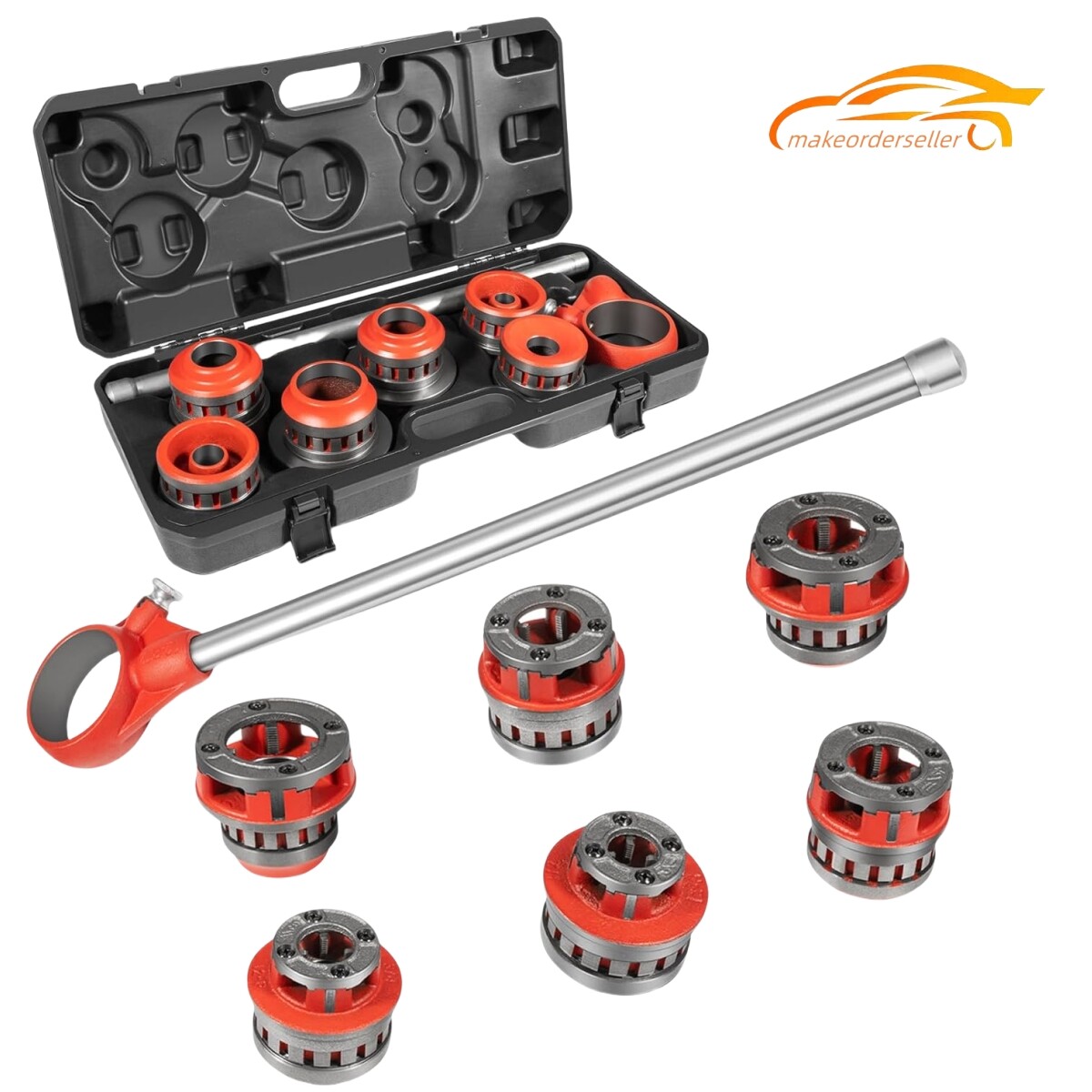 36475 12-R Manual Exposed Ratchet Pipe Threader Kit with 6 Dies,1/2” to 2” NPT