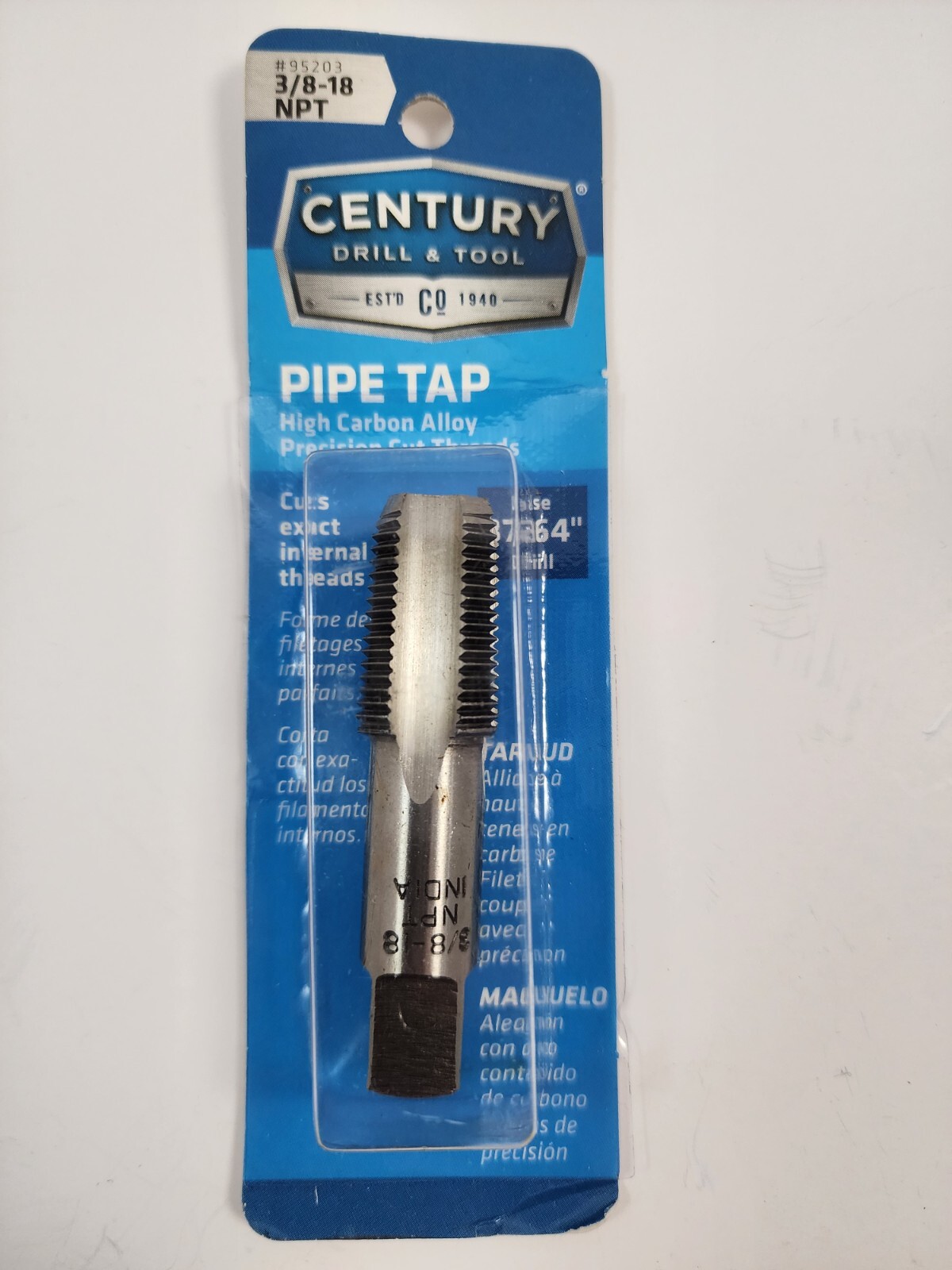 Century Drill & Tool 95203 Carbon Steel Pipe Thread Tap, 3/8-18NPT #2