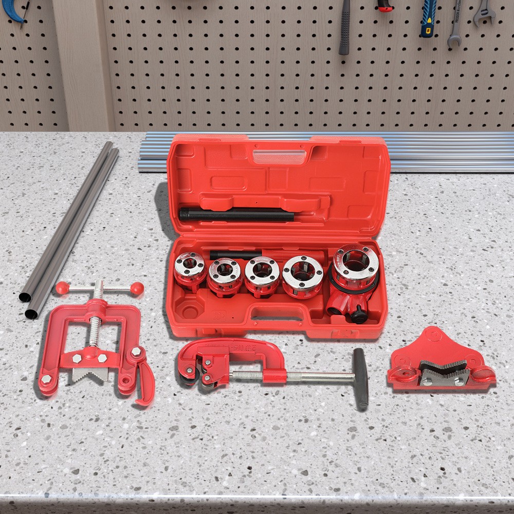Ratchet Pipe Threader Kit Ratcheting Pipe Threading Hand Tool 5 Dies